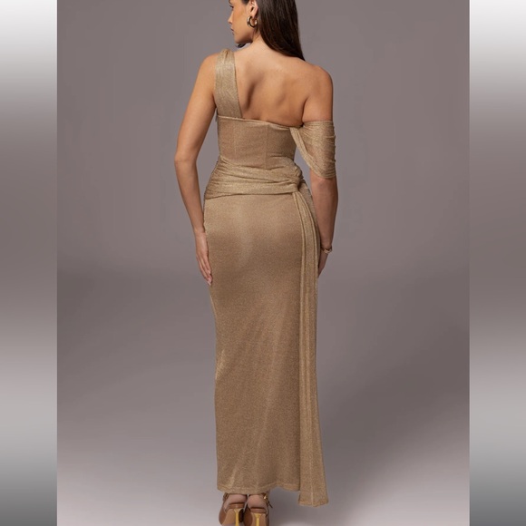 JLUXLABEL gold draped metallic maxi dress NWT - Picture 3 of 3